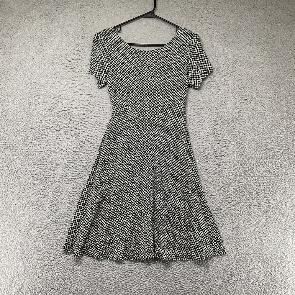 Vintage Another Thyme Dress Womens 10 Green Daisy Floral Cut Out Fit Flare 90s